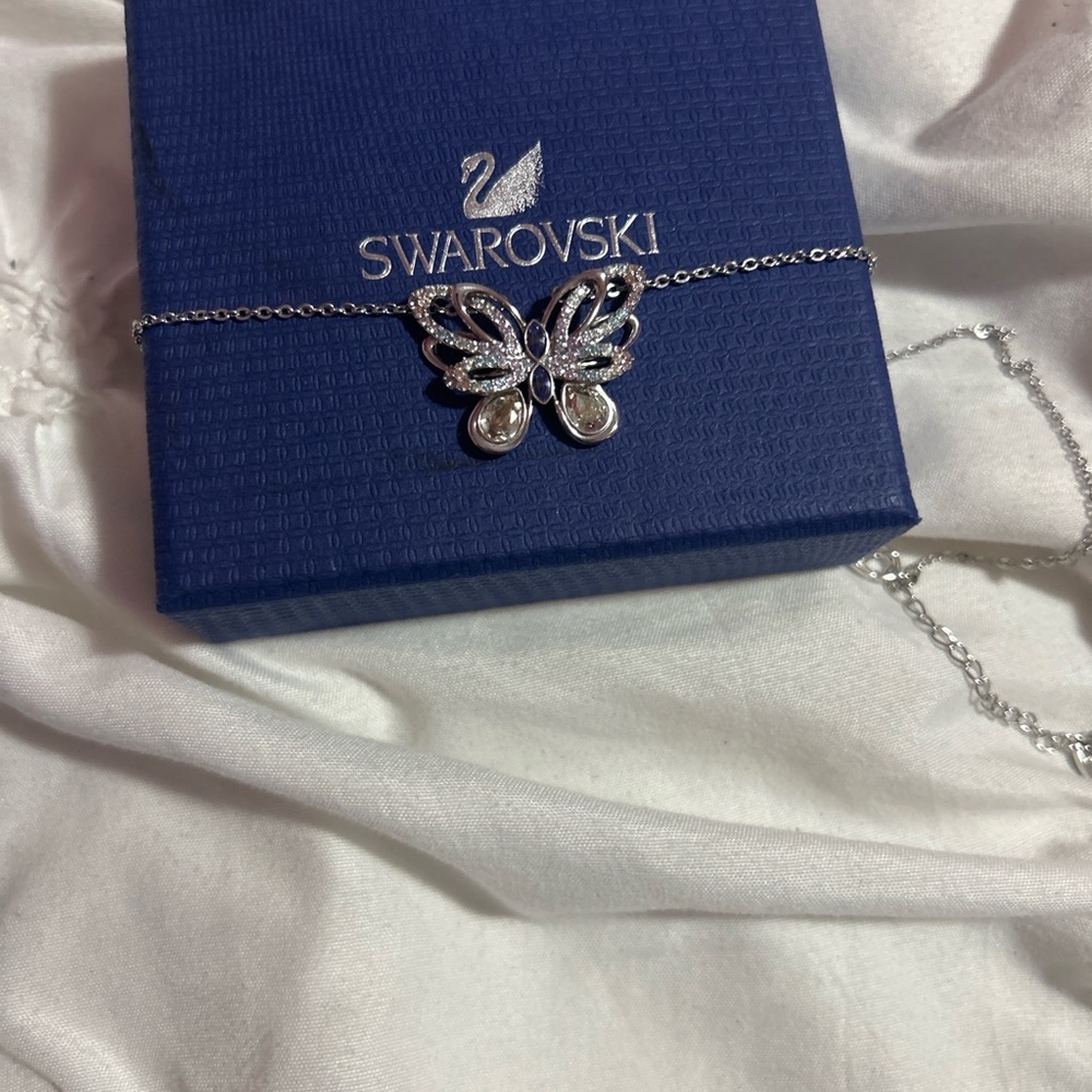 Swarovski Silver Crystal Butterfly Necklace